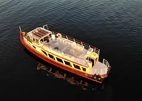 Das Boot Mathilda bei Sonnenuntergang auf der Havel
