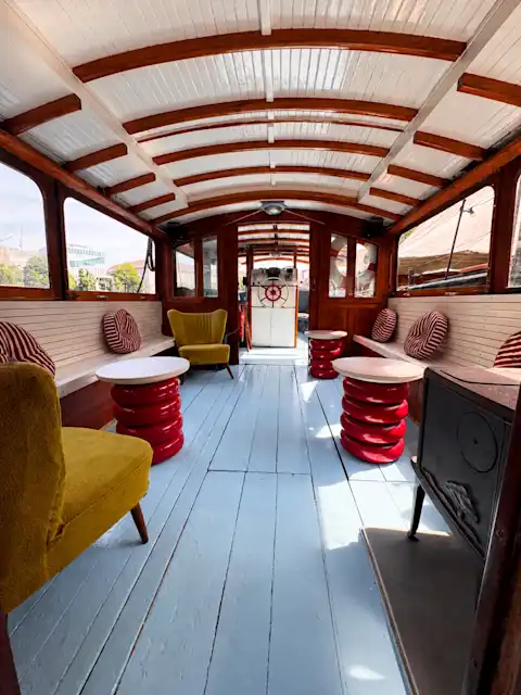 The interior of the party boat Mieze